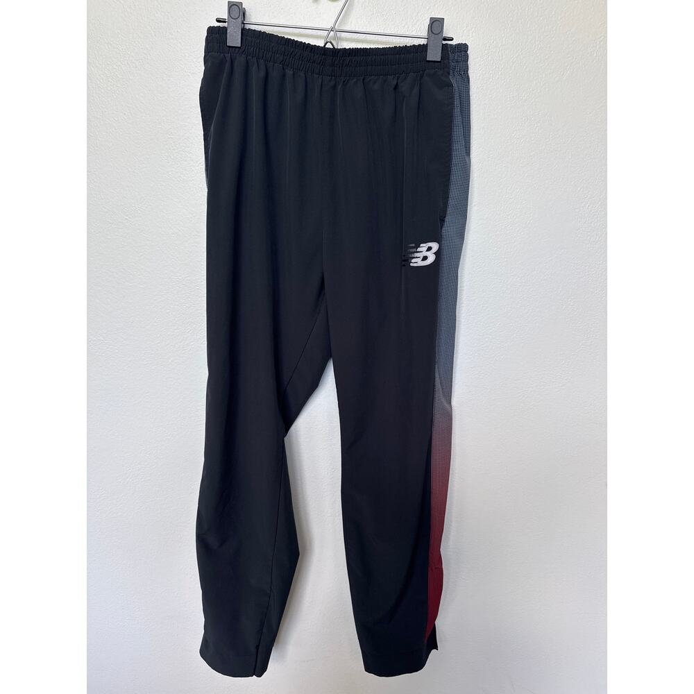 New Balance VTG Track Pants Black Red Gradient Athletic Joggers Mens XL Running